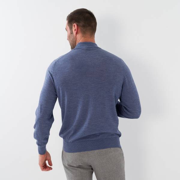 Pull col cheminée merinos denim