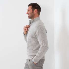 Pull zippé en baby cashmere gris
