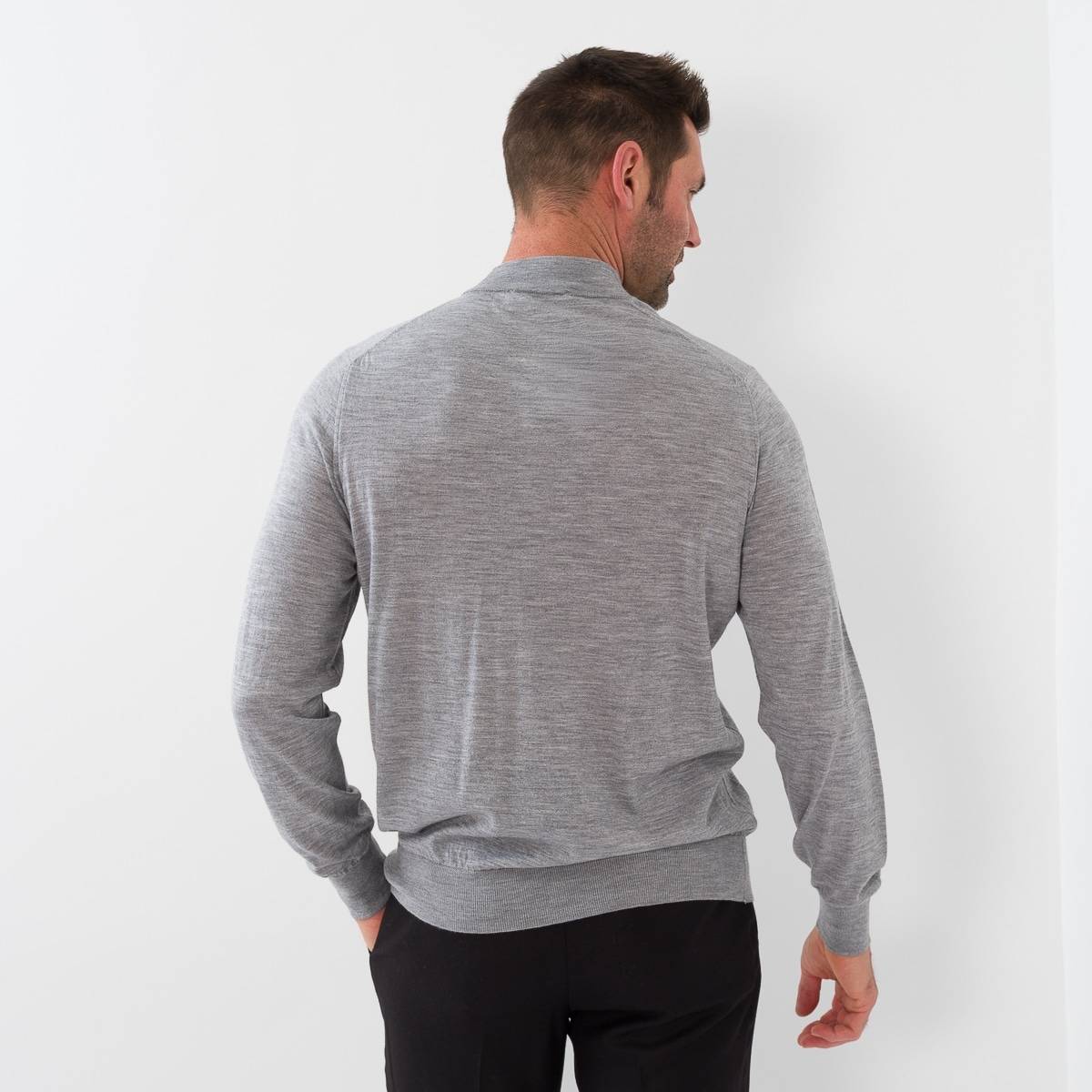 Pull col cheminée merinos gris perle