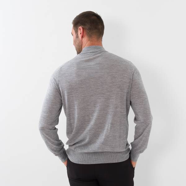 Pull col cheminée merinos gris perle