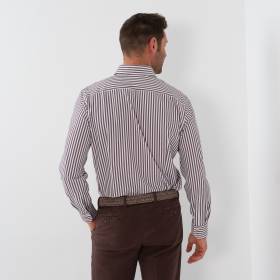 Chemise performance ligné marron écru