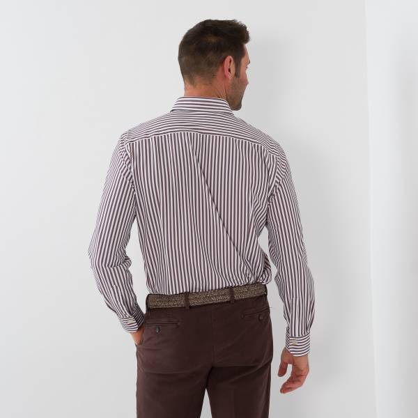 Chemise performance ligné marron écru