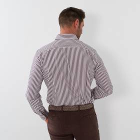 Chemise performance ligné marron écru
