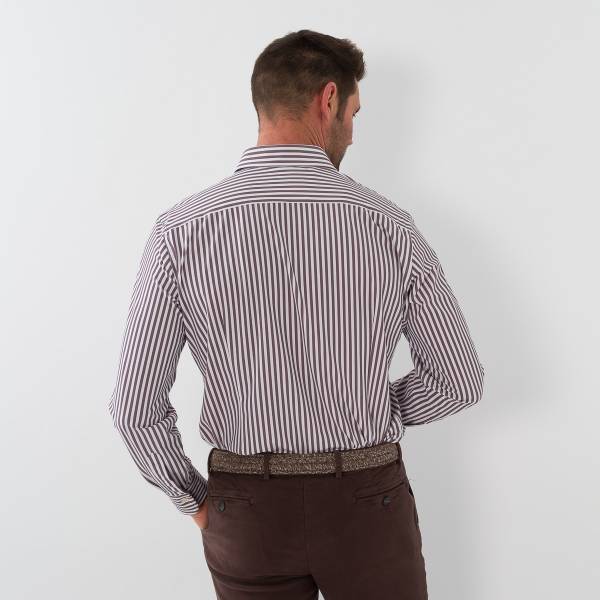 Chemise performance ligné marron écru