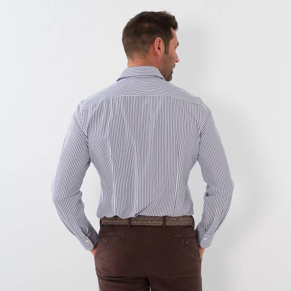 Chemise perfomance chevron ligné blanc marine