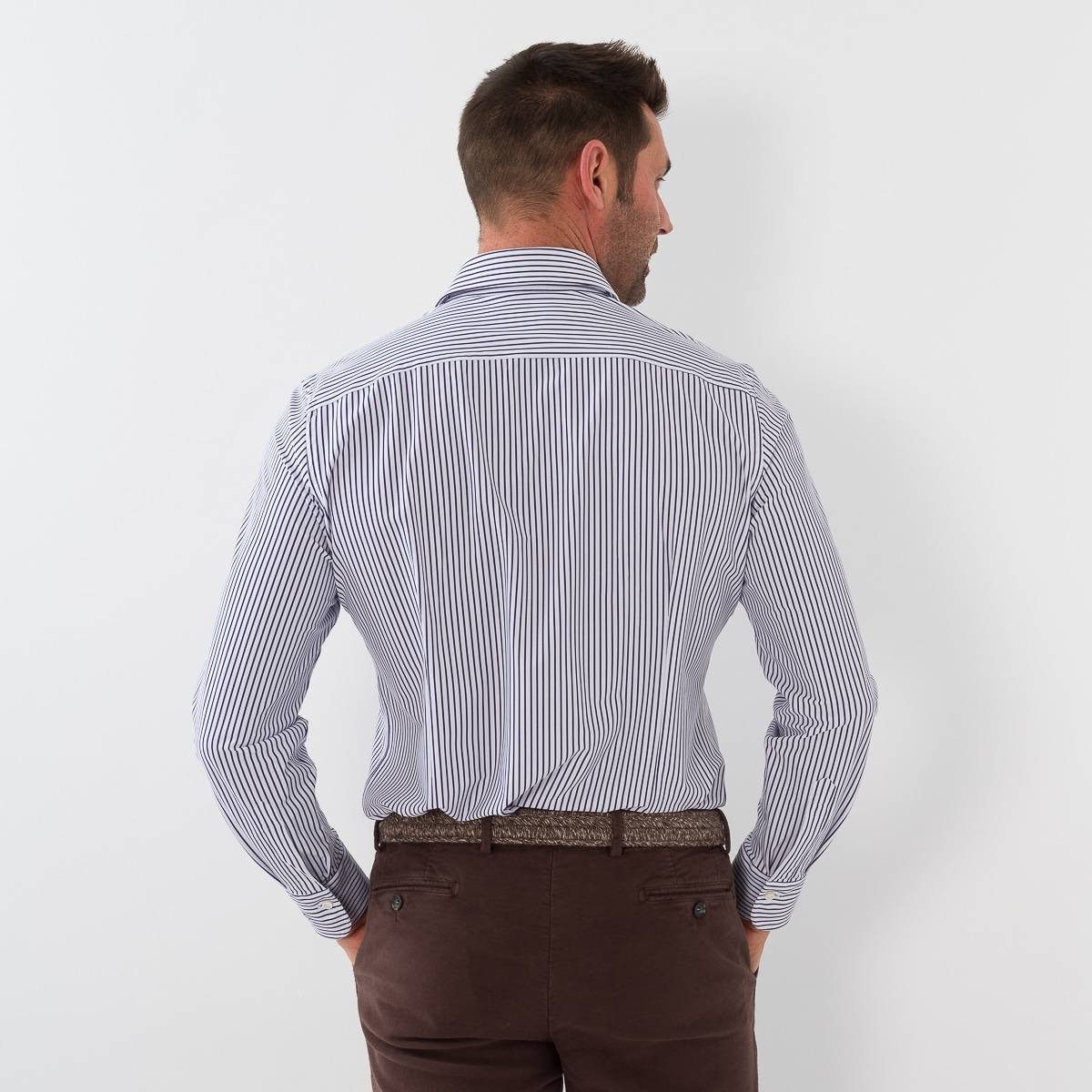 Chemise perfomance chevron ligné blanc marine