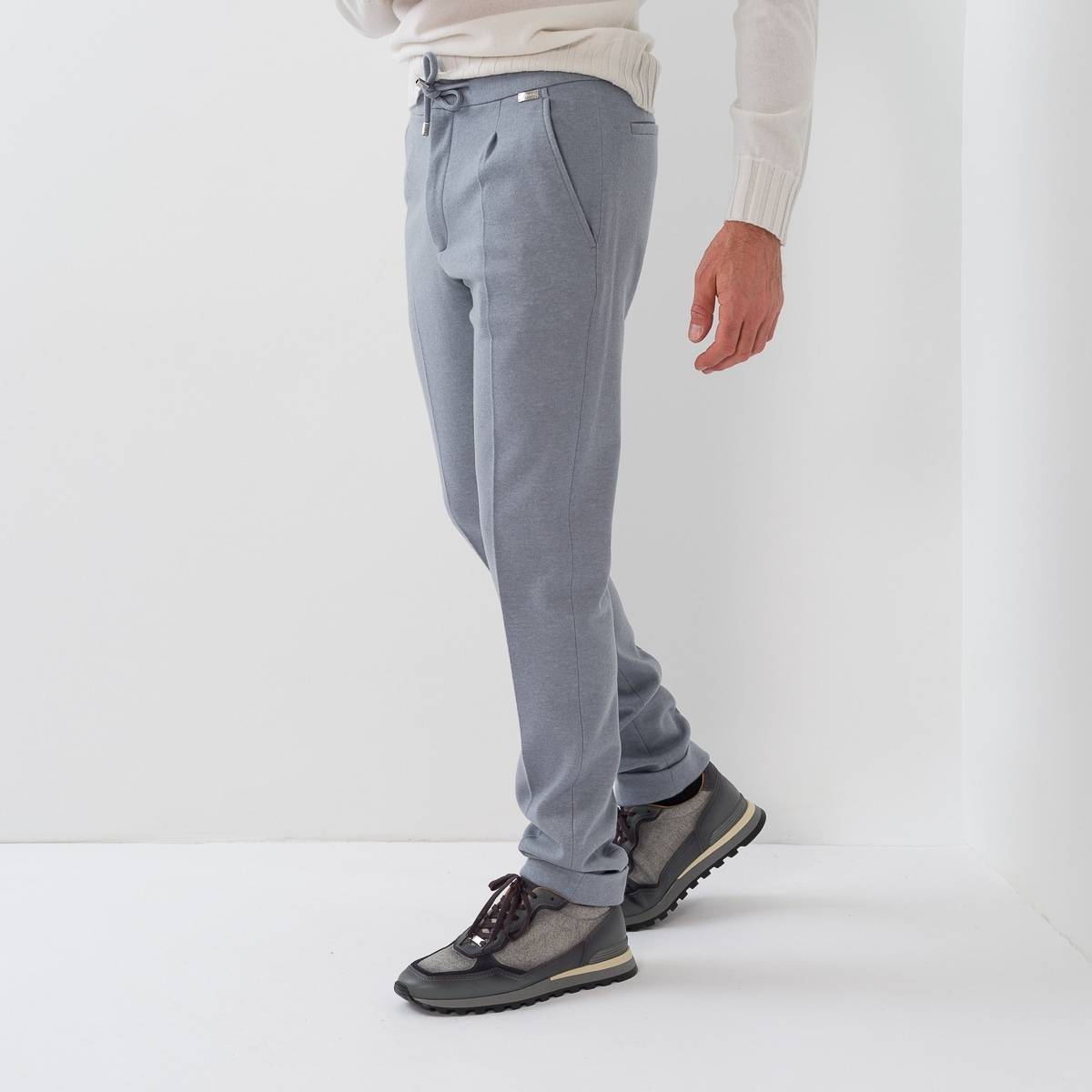 Pantalon cashemere pince denim glacier