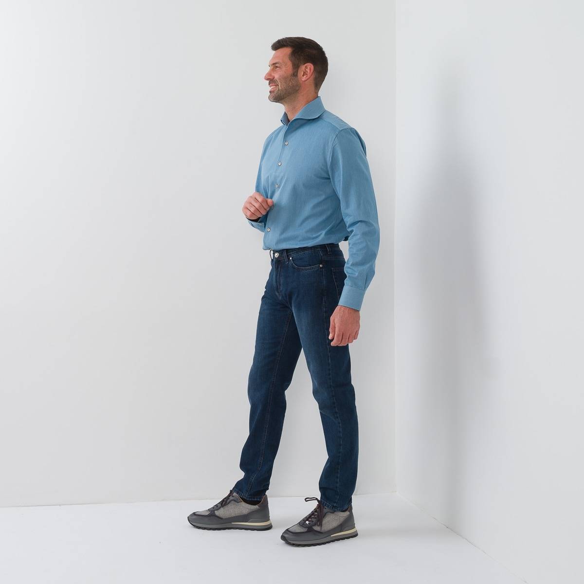 Chemise coton effet jeans denim