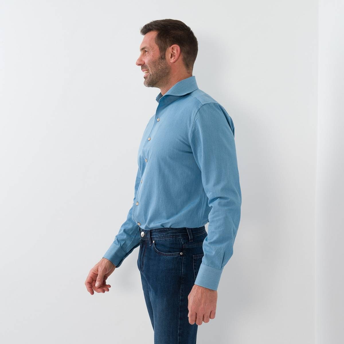 Chemise coton effet jeans denim