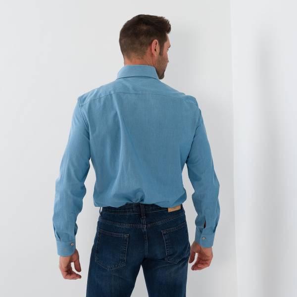 Chemise coton effet jeans denim