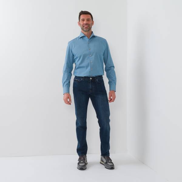Chemise coton effet jeans denim