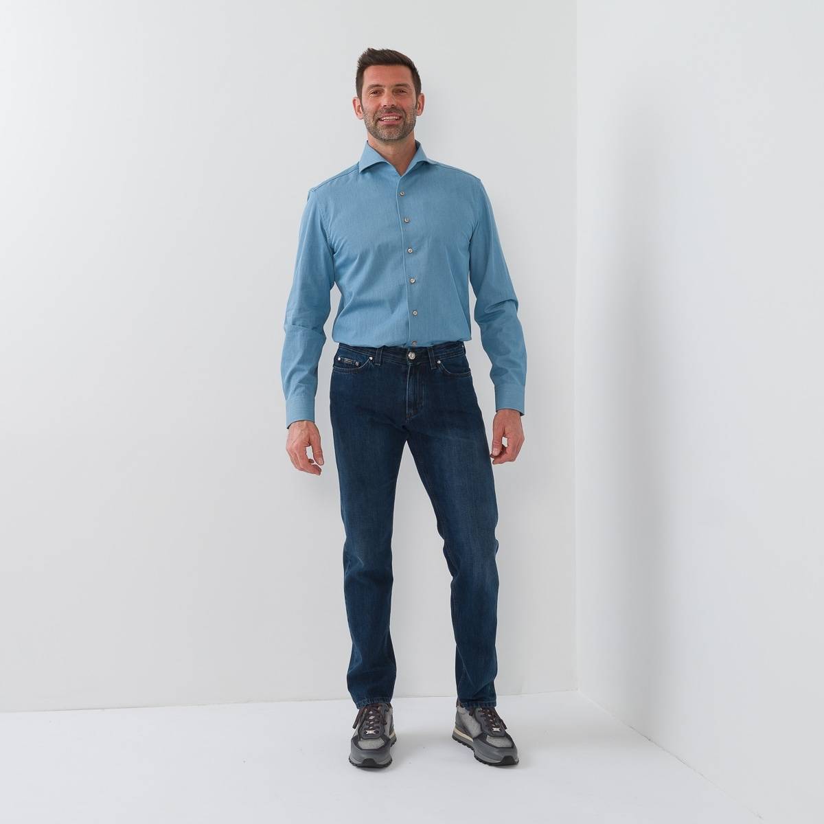 Chemise coton effet jeans denim
