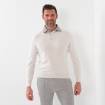 Pull col polo tricolore écru souris gris