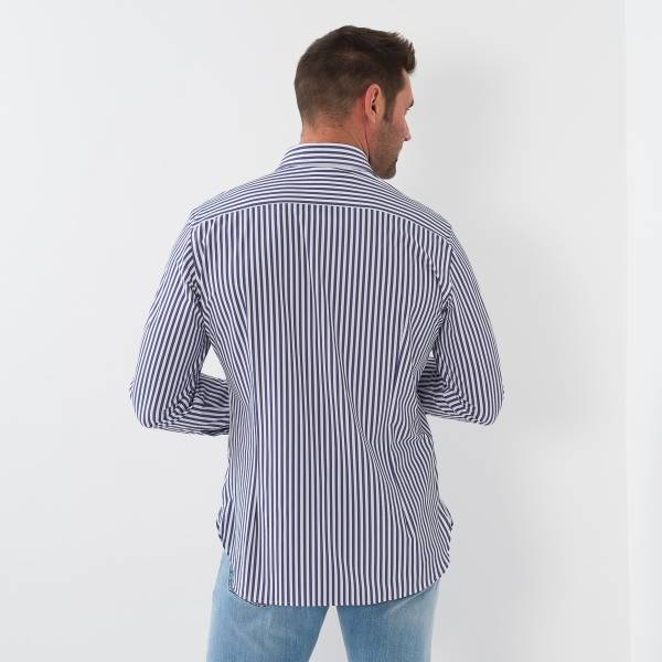 Chemise performance ligné marine écru