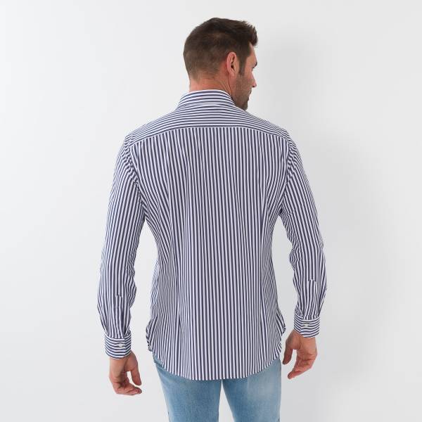 Chemise performance ligné marine écru