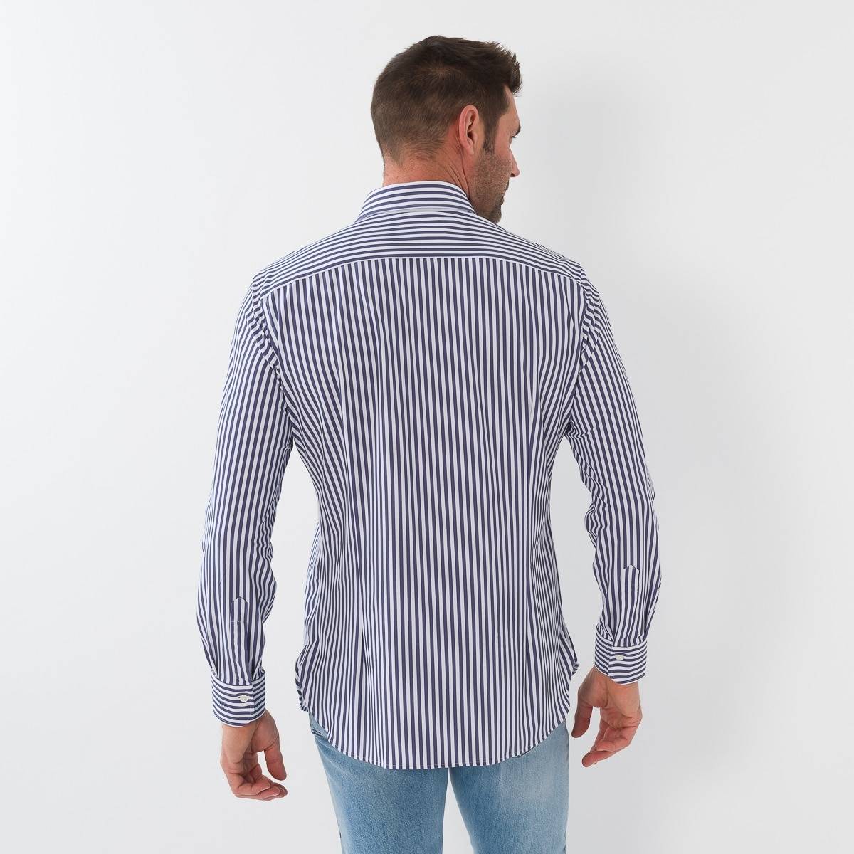 Chemise performance ligné marine écru