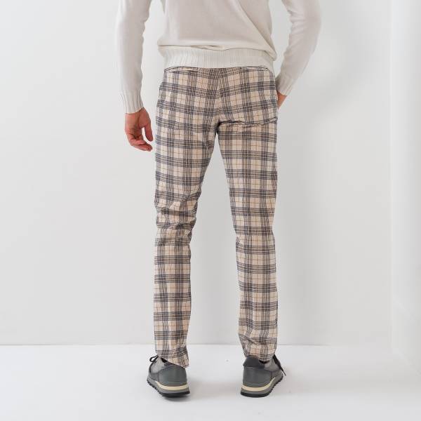 Pantalon en velours prince de gall beige marine marron