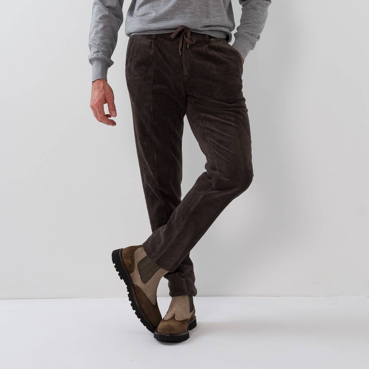 Pan velours lacet pince brun