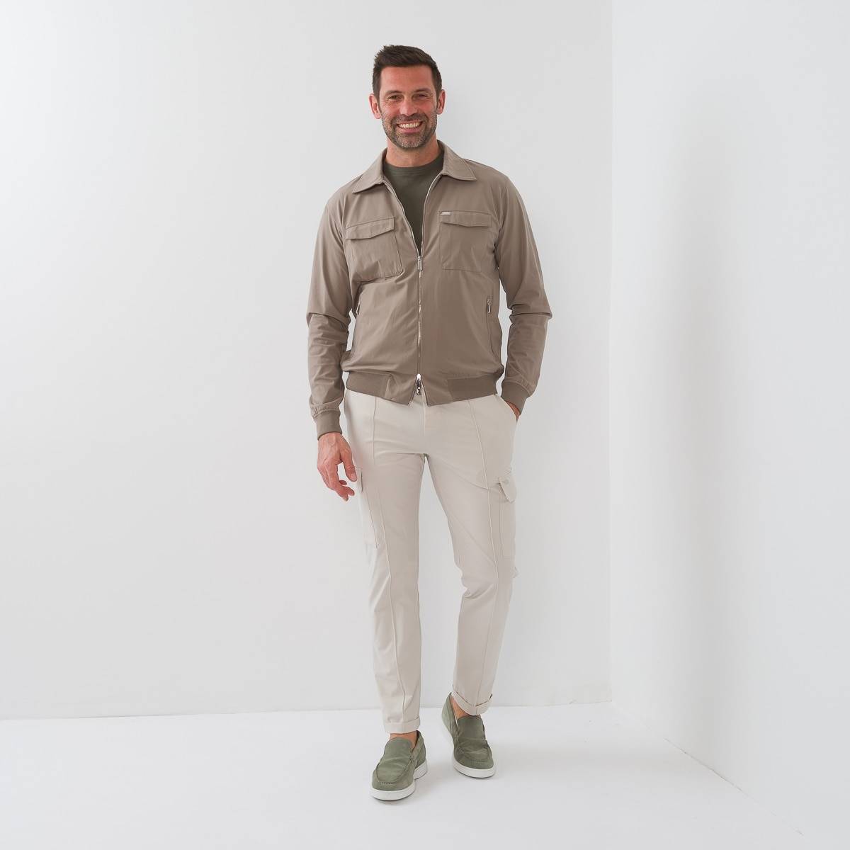 Blouson poches sahrienne en polyamide beige