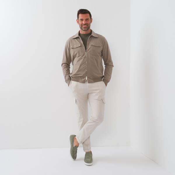 Blouson poches sahrienne en polyamide beige
