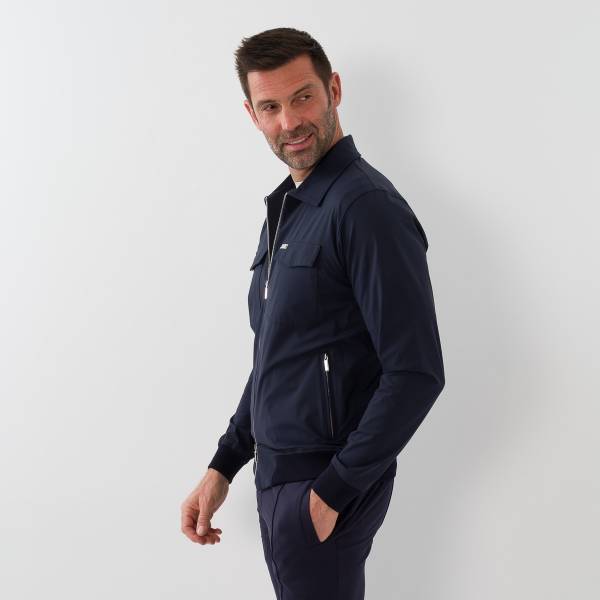 Blouson poches sahrienne en polyamide marine