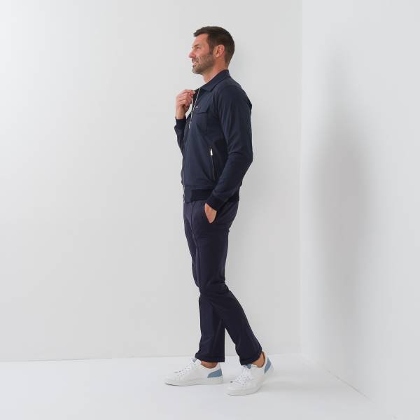 Blouson poches sahrienne en polyamide marine