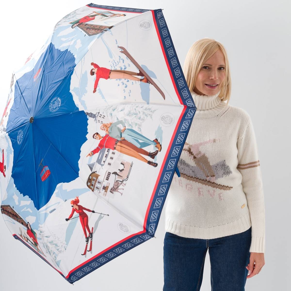 Parapluie pliant 100 ans bleu blanc rouge