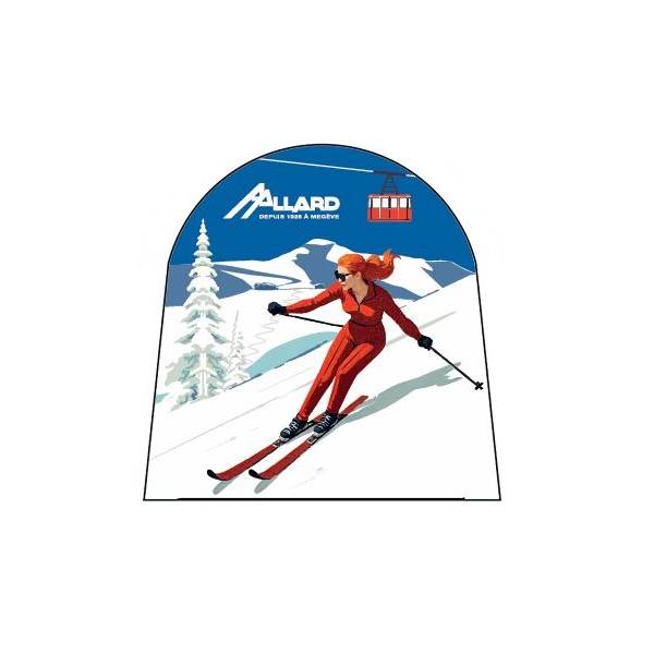 Boule à neige skieuse fuseau rouge