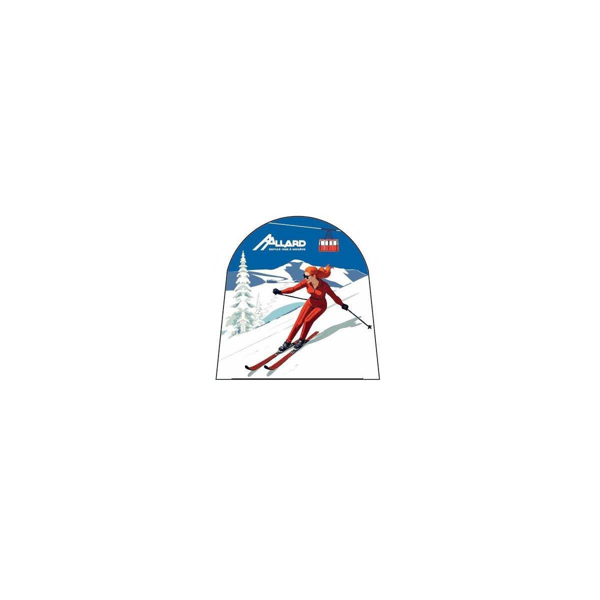 Boule à neige skieuse fuseau rouge