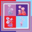 Foulard en soie fleur alpes 90x90 violet rubis glacier