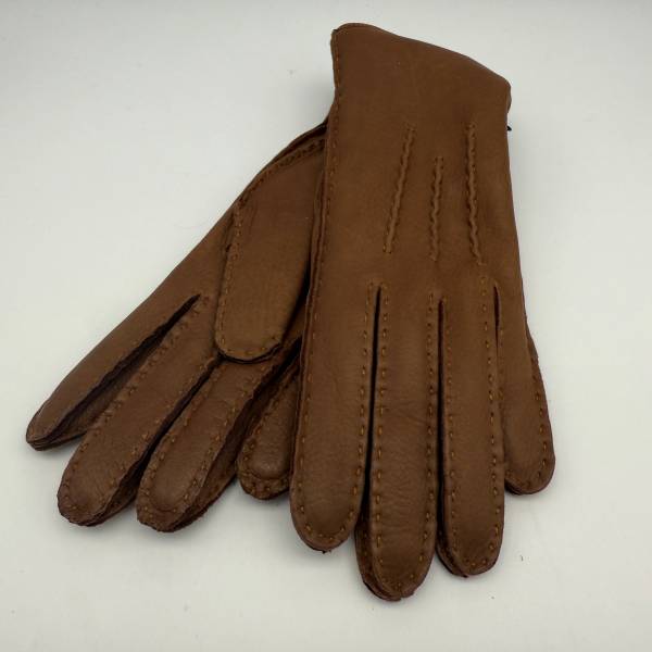 Gants en cerf et cashmere femme chocolat noisette naturel
