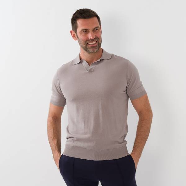 Polo sans bouton taupe