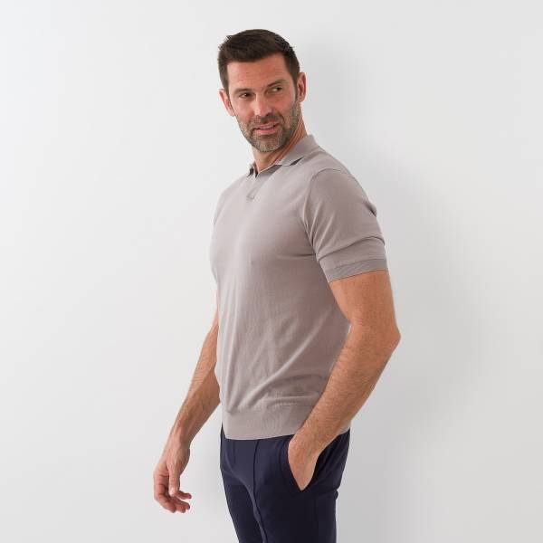 Polo sans bouton taupe