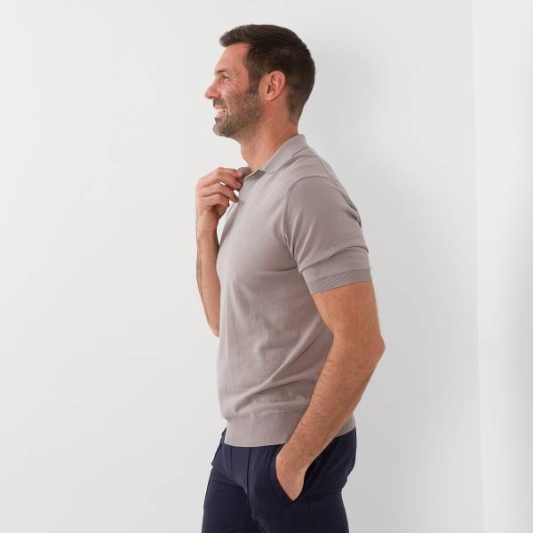 Polo sans bouton taupe