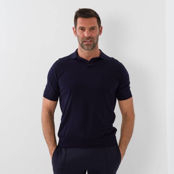 Polo sans bouton marine