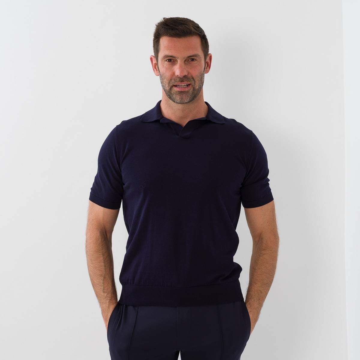 Polo sans bouton marine