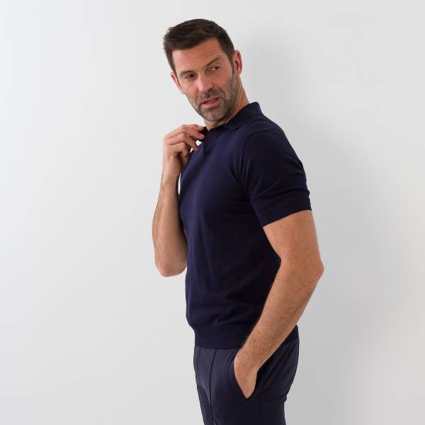 Polo sans bouton marine