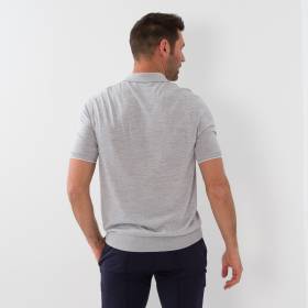 Polo en soie et coton light grey