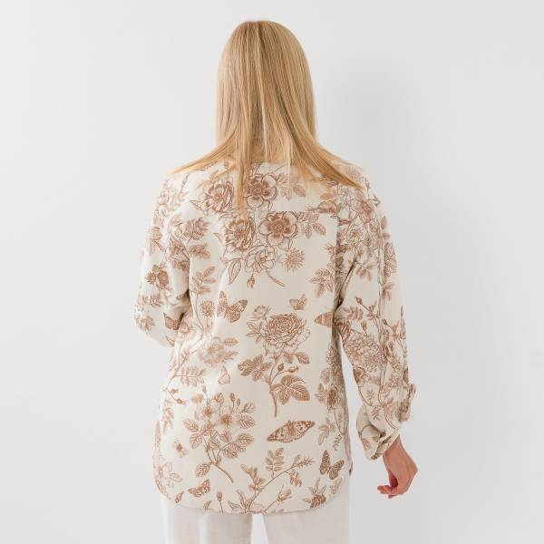 Surchemise en lin col bimatière beige