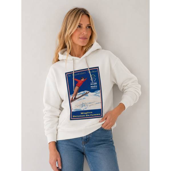 Hoodie illustration vintage écru