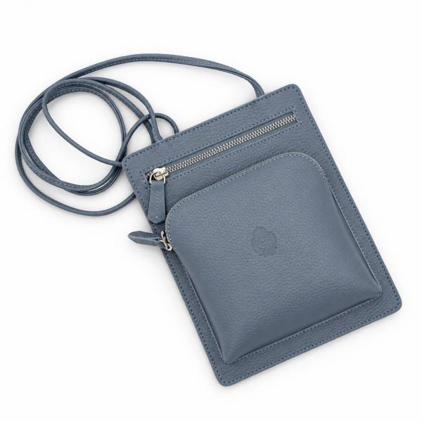 Pochette plate en cuir à 2 poches jeans jeans