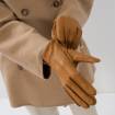 Gants en cerf et cashmere femme noisette écru naturel