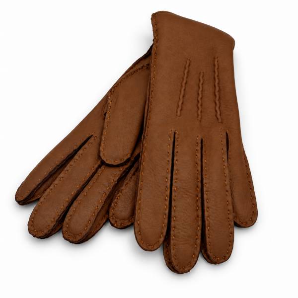 Gants en cerf et cashmere femme chocolat noisette naturel