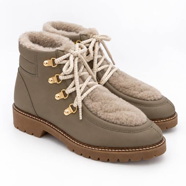 Bottines montantes mouton taupe taupe