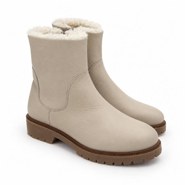 Boots femme zippées doublées mouton écru écru .
