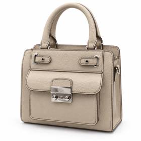 Sac mini cubo en cuir beige taupe .