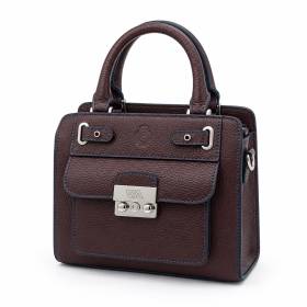 Sac mini cubo en cuir bordeaux navy .