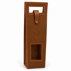 Porte Bouteille en cuir noisette orange noisette
