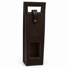 Porte Bouteille en cuir ebène navy brun