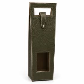 Porte Bouteille en cuir dark olive beige beige